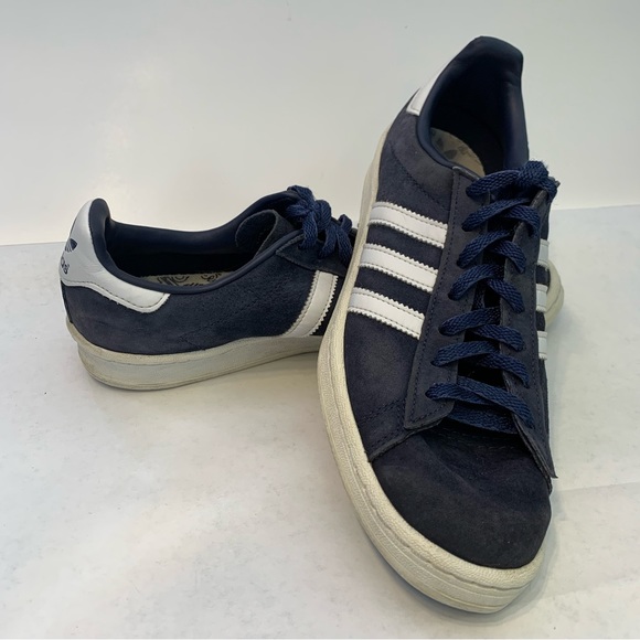 Vintage Adidas navy blue Suede and white leather mens size 9 - Picture 2 of 9